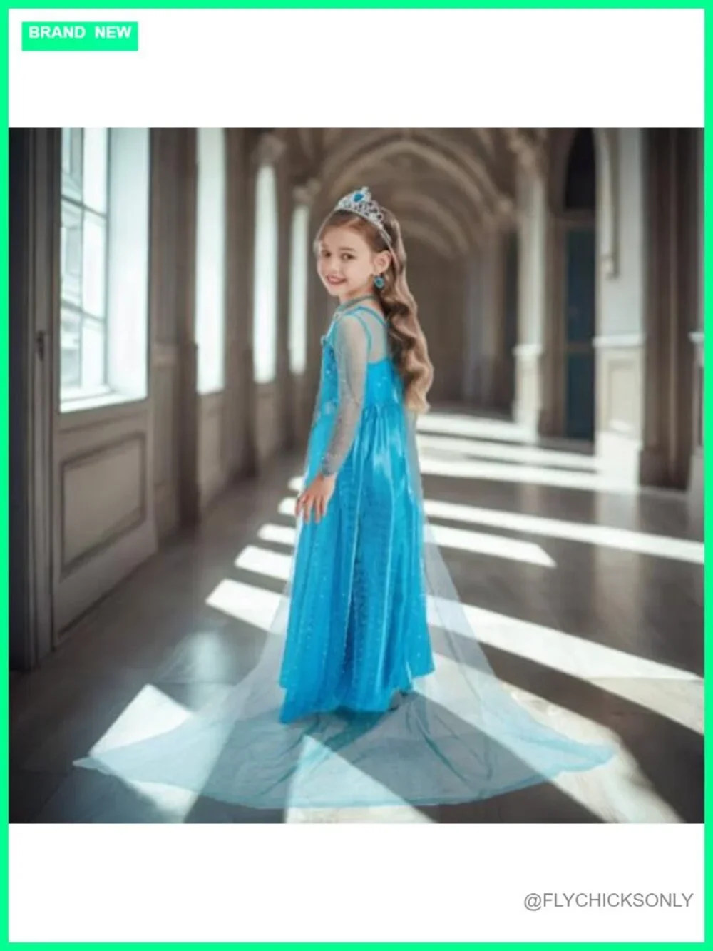 Girls Princess Dress Set Cape Costume with Crown Wand Gloves Jewelry